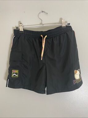 PUMA Black Swim/Board Shorts with Neon Accents